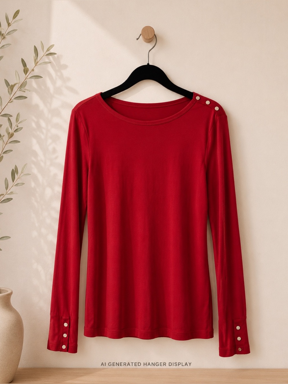 GAP Red Fitted Long Sleeve Blouse with Buttons